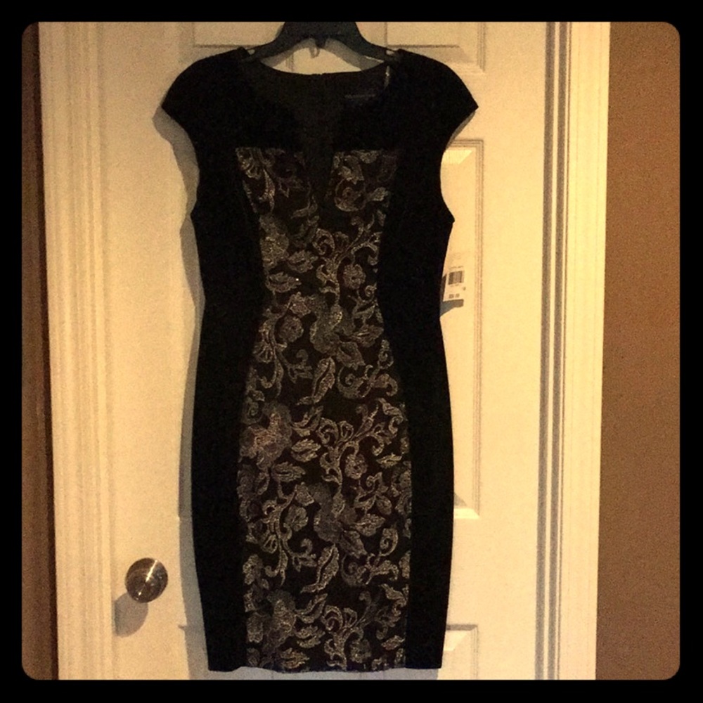 Brand new black velvet with embroidery dress